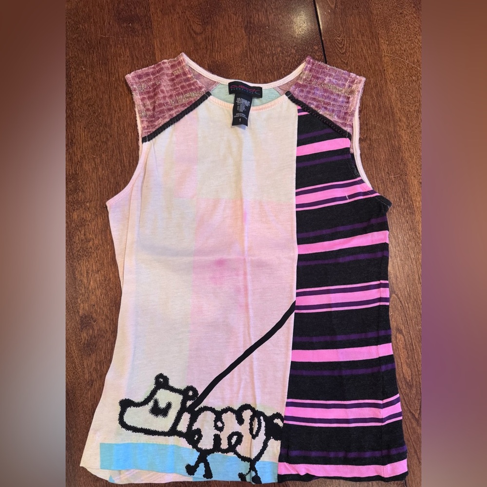 Custo Barcelona - sleeveless top - Size 1 
Pink - black - light blue